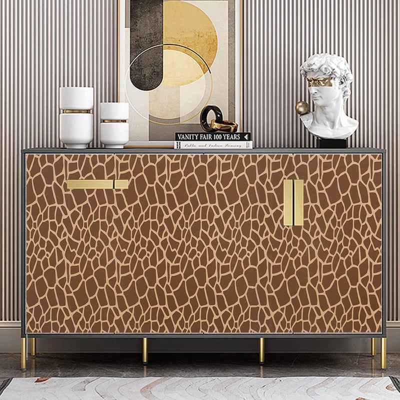 Waddllcor Brown Geometric Peel and Stick Wallpaper Decorative Self Adhesive Geometric Contact Paper Shelf Liner Countertop Cabinets Furniture Vinyl Film Sticker 17.7" x 117" - Image 4
